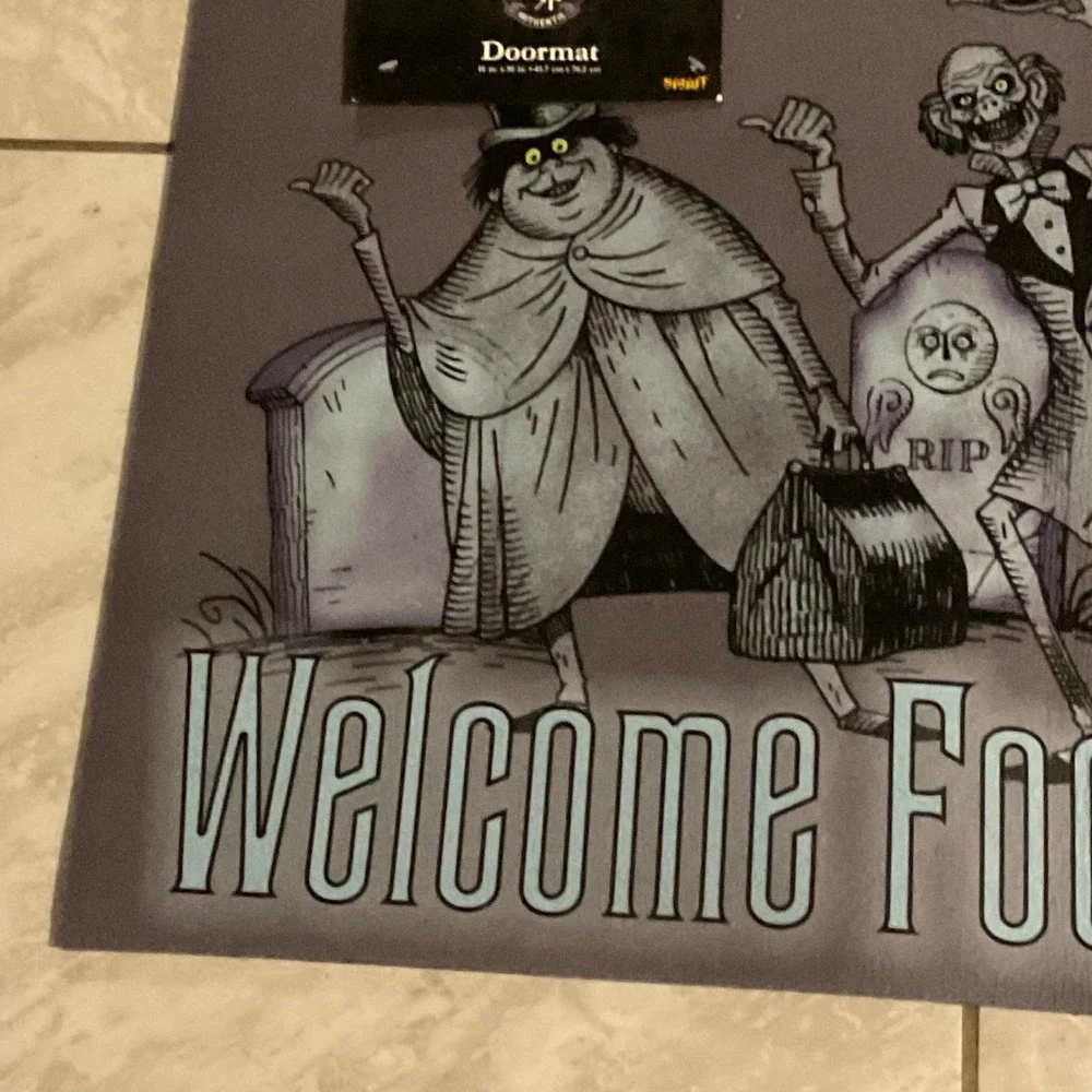 Disney Haunted Mansion Welcome Foolish Mortals doormat Halloween decor NWT